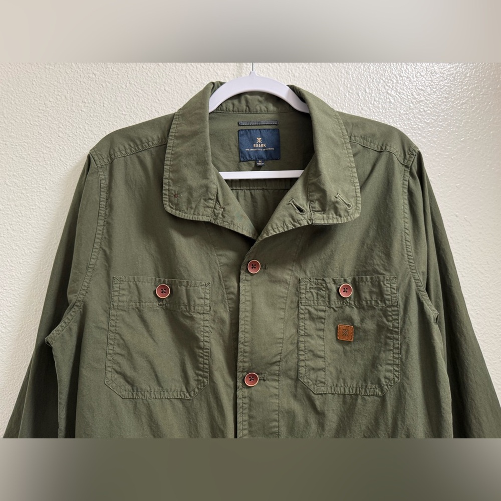 ROARK Field Jacket Cotton Twill Unlined Lightweight Pockets Green Men's Medium - Picture 3 of 9
